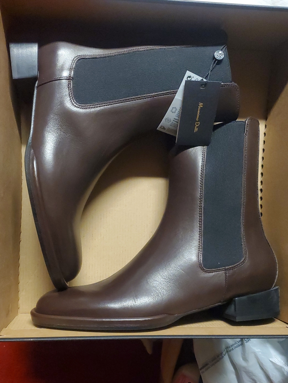 Massimo Dutti Men's Dark Brown Leather Chukka Chelsea Boots
